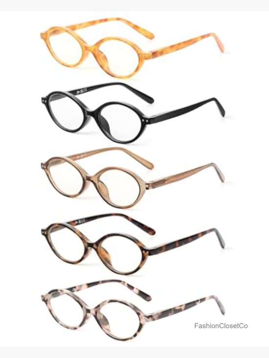 5 Pair Oval Reading Glasses with Spring Hinges Blue Light Blocking main image 4